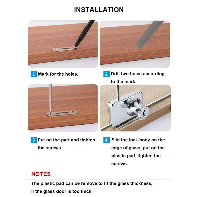 XIEHE Display Cabinet Lock Glass Showcase Lock 417 Double Glass