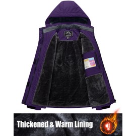 MAGCOMSEN Winter Jackets for Women Purple Snow Jackets Waterproof Insulated Ski Jackets Ladies Snowboarding Jackets Windproof Outdoor Coats