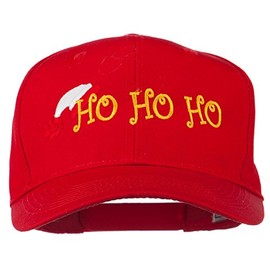 Christmas Ho Ho Ho with Hat Embroidered Cap - Red OSFM