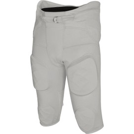 Exxact Sports Gladiator Mens Integrated Football Pants with Built-in Pads, Lightweight Ultra Flex Football Practice Pants (Silver, AM)