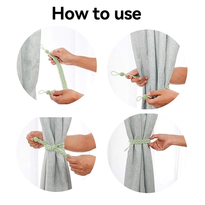 1 Pair Curtains Tie Back Rope,Green Curtain Tie Backs for