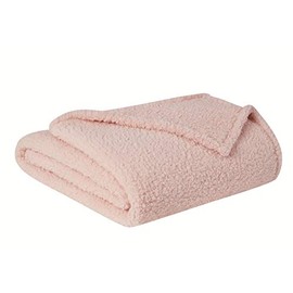 Brooklyn Loom Marshmallow Sherpa Blush Polyester 1-Piece 50x60 Throw Blanket, Solid Color Themed, for Men and Women, Oeko-TEX Certified Confidence