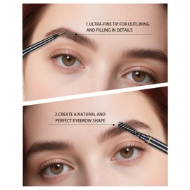 SUMEITANG Medium Brown Eyebrow Pencils for Women, 12Pcs Ultra Slim Eyebrow Pencil with 2 Brow Razors Kit, Double Head 1.5mm Micro-Fine Tip & Spiral Brush, Can Draw Fine and Long-Lasting Brows Makeup