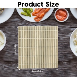 Fidqiog 5 Pcs Sushi Mat, 9.4x9.4 Inches Natural Bamboo Sushi Rolling Mat for Making, Shaping and Molding, Non-Stick Roller Great for Beginners, Home Professional Making Tool and Resturant