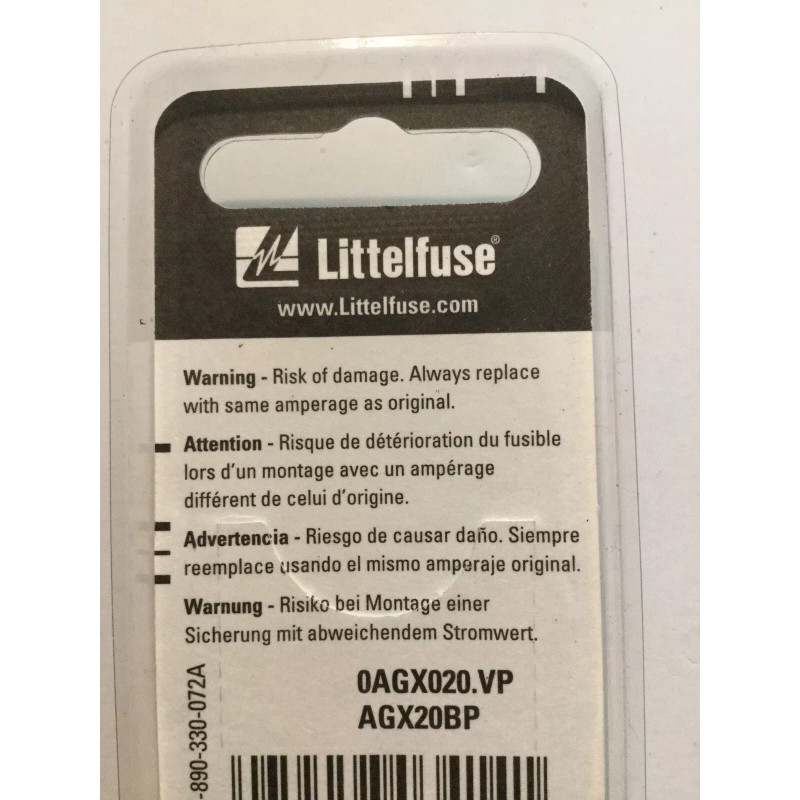 Littelfuse 0AGX020.VP Littelfuse 20 Amp AGX Fuse - Automotive AGX20BP