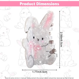 Bunny Hair Clips, Rabbit Hair Clip, Resin Easter Bunny Claw Clips for Thin Hair, Small Rabbit Claw Clip for Half Up Hairstyles