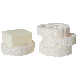 Soap Holder for Shower, 4 PCS Stiff Natural Loofah Soap Lifting Holder Pads, Soap Saver Dish for Bar Soap