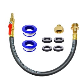 HQMPC RV Winterizing Kit Sprinkler Blowout Adapter with Shut Off Valve,Winterize RV Motorhome Boat Camper and Travel Trailer Male & Female GHT 3/4", Quick Connect Plug 1/4" (Total 16")