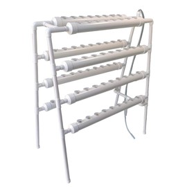 INTBUYING Hydroponic 70 Sites Grow Kit Grow System for Leafy Vegetables with 110V Pump Ladder（8 Pipes 4 Layers 2 Rows）