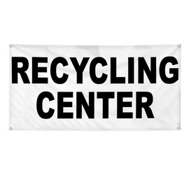 Vinyl Banner Multiple Sizes Recycling Center Black Business Outdoor Weatherproof Industrial Yard Signs 4 Grommets 16x40Inches