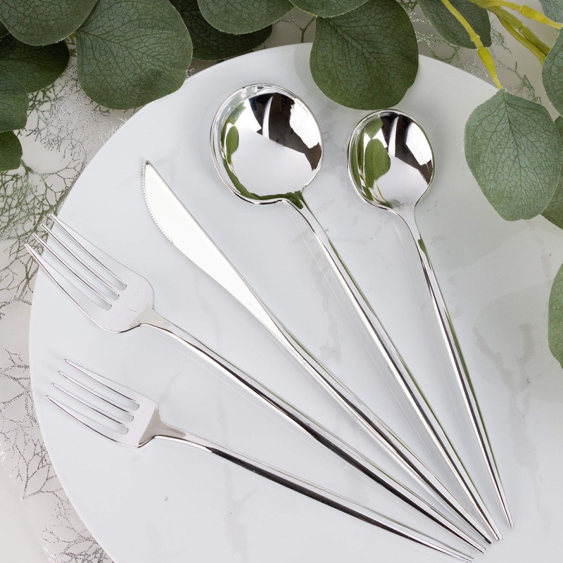 Novelty Modern Flatware Cutlery Disposable Plastic Combo Set 40 Count