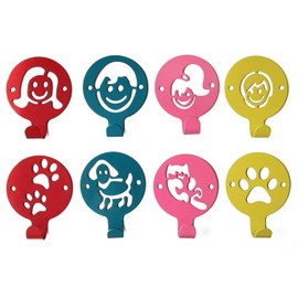 Creathome DIY Family and Pet Series Single Hook, Stainless Steel, Multiple Usage for Wall Hooks and Sticky Hangers Colorful Powder Coated, 8 Packs.