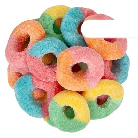 Bayside Candy Sour Neon Gummy Rings – Neon Two-Tone Sour Sugar Coated Fruit-Flavored Gummies (2LB)
