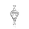 Claddagh Gold Solid 925 Sterling Silver Skydiving Parachuter Charm Pendant