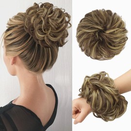 FESHFEN FESHFEN Messy Hair Bun Hair Pieces Wavy Curly Large Hair Bun Scrunchies Extensions Synthetic Tousled Updo Hairpieces for Women Girls, 1.94oz