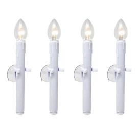 612 Vermont Ultra-Bright Battery Operated LED Window Candles with Timer and Suction Cups, Plastic Shatterproof Bulbs (VT-9134-R4-W, Pack of 4)