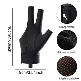 MIRKUZI Billiard Gloves 1 Piece Billiard Glove Right Hand Billiard Cue Glove Non-Slip Adjustable Black