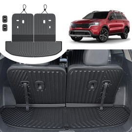 HOUCLEMIC Cargo Mat for 2021-2025 Kia Sorento, All Weather Trunk Mat with Backrest Mat TPE Waterproof Back Seat Cover Protector Replacement for Kia Sorento SX EX Accessories 2023 2024 2025