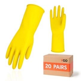 Vgo... 20Pairs wiederverwendbare Haushaltsreinigungshandschuhe, Gummi-Geschirrspülhandschuhe, extra dick, lange Ärmel (HH4601)
