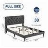 Full Size Platform Bed Frame with Upholstered Headboard, Button Tufted