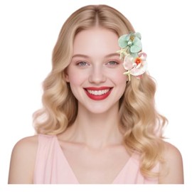 Lilalemon 2pcs Bohemian Flower Hair Clips Pins for Women Girls, Artificial Tropical Hawaiian Beach Flower Clip for Seaside Holiday, Wedding Party, Bridal Hair Accessories