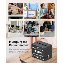 Uniclife Metall Tip Jar für Barkeeper, 15x10x13 cm, Tips Jar Tip Box mit Schloss, Tip Bucket Money Aufbewahrungsbehälter Geldsammelbox für Bars Restaurants Cafés, Spendenbox Vorschlagsbox