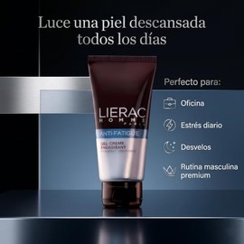 Lierac Homme Gel Facial Antifatiga para Hombre 50 ml  Crema Facial Hidratante Energizante con Ginseng y Cafena  Reduce Signos de Cansancio y Estrs    