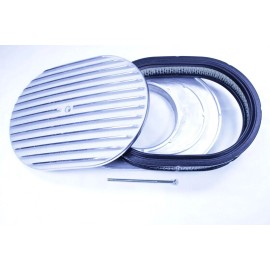 espeedpro21 12" Oval Full Finned Air Cleaner Polished Aluminum For SBC Chevy BBC Ford Mopar