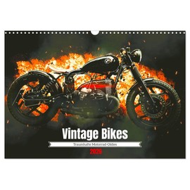 Vintage Bikes. Traumhafte Motorrad-Oldies (Wandkalender 2026 DIN A3 quer), CALVENDO Monatskalender