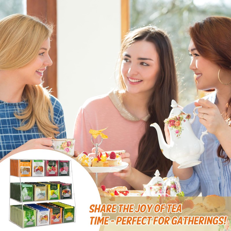 Krbnk Acrylic Tea Bag Organizer - 3 Tier Clear Tea
