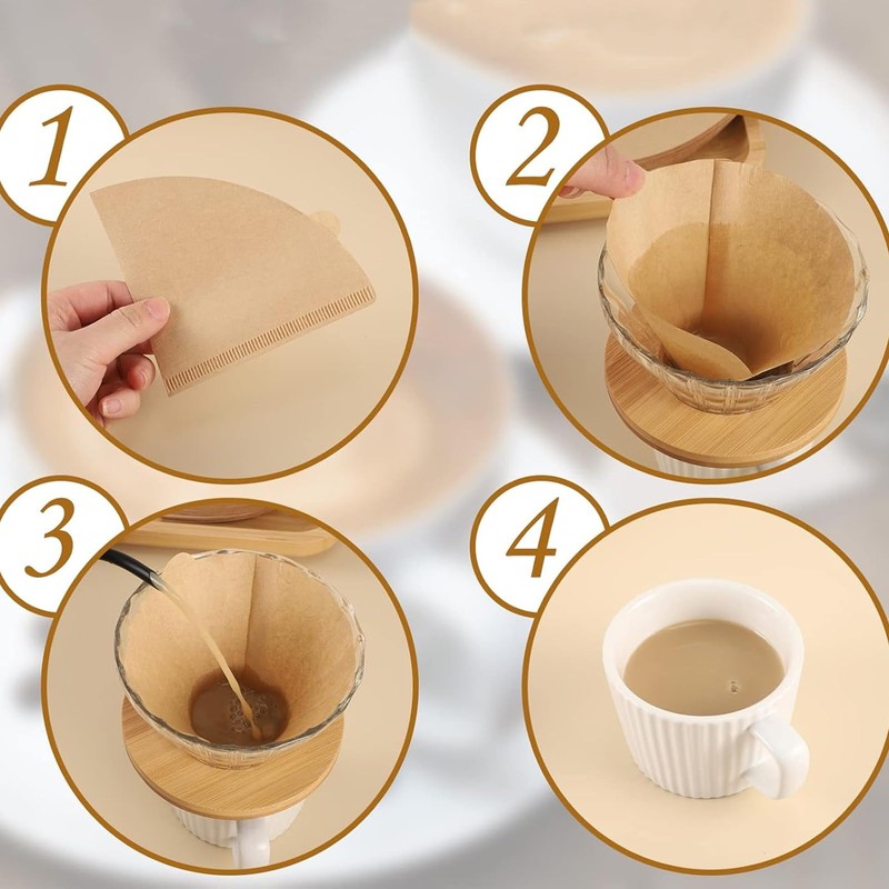 100-Pack Unbleached Coffee Filters, Disposable Cone Filter Papers for 1-2