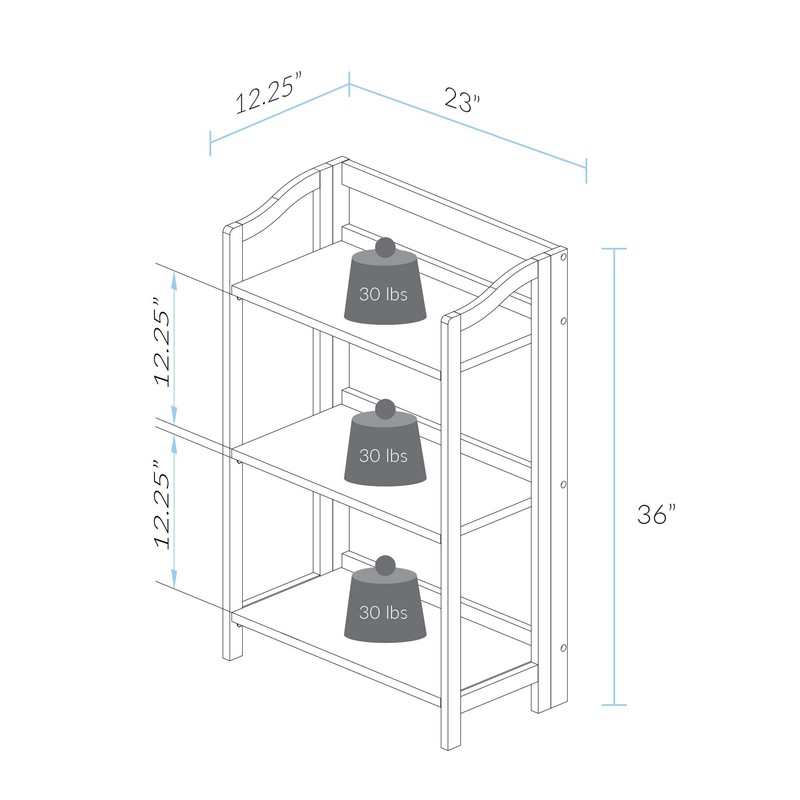 Casual Home Stratford 3-Shelf Folding Bookcase-Warm Brown