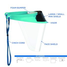 Pac-Dent-V202PW-A iVisor Plus Reusable Face Shield Kit, Full Face Protective Shield with Anti-Fog Coating and Cinch Cord, Adjustable to Comfortably Fit All Head Sizes, Pearl White