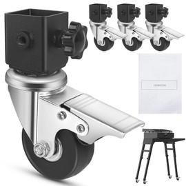 Petrirufun Caster Wheels Set for Blackstone Griddle Stand, 4 Pack Griddle Wheels with Brake for Blackstone 17" & 22" Griddle Stand, 360 Degree Silky Swivel, Grill Accessories for Blackstone