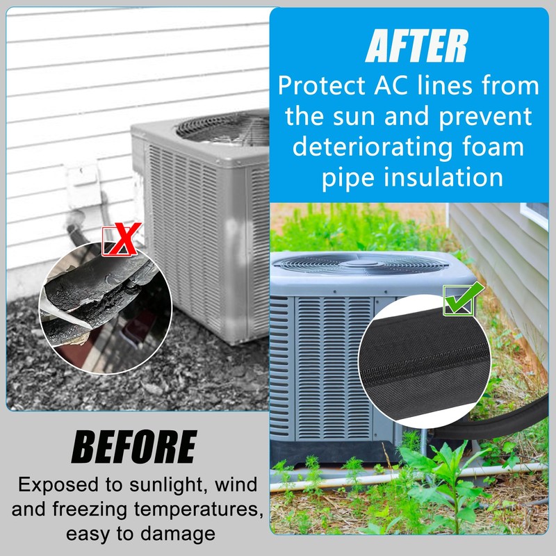 4 Layers HVAC AC Copper Pipe Insulation Cover, 600D Oxford