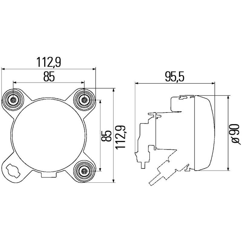 HELLA 1K0 247 043-001 DE/FF/Halogen-Headlight - 90mm Performance - 12V