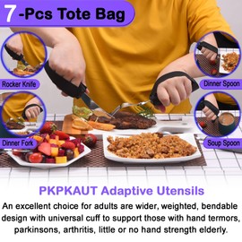 PKPKAUT Adaptive Utensils for Parkinsons Patients Elderly, Weighted Utensils for Hand Tremors, Parkinsons Eating Utensils for Disabled People, Weighted Silverware for Hand Tremors Arthritic Hands