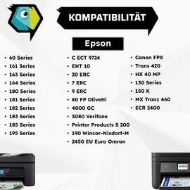 Inkadoo Printer Ribbon for Epson C43S015354 / ERC-09-B HX 40 182 181 163 M 185