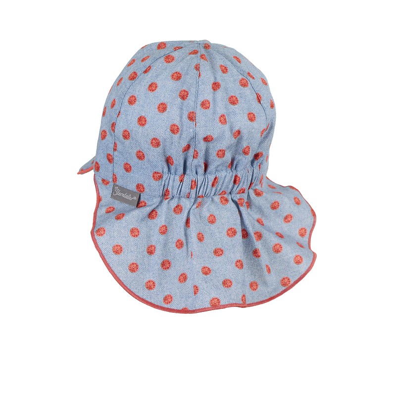Sterntaler Baby Girls' Peaked Cap Ties, Neck Protection and Grapefruit