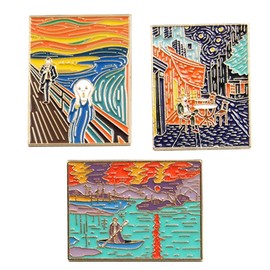EdisonBrain Munch Van Gogh Monet Screaming Cafe Terrace at Night Impression Sunrise 3 Piece Set
