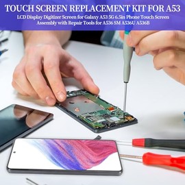 Yoidesu Reemplazo de Pantalla de Teléfono para A53 5G, Conjunto de Pantalla Táctil OLED Digitalizador de 6,5 con Marco, Kit de Herramientas de Reparación de Pantalla Táctil,