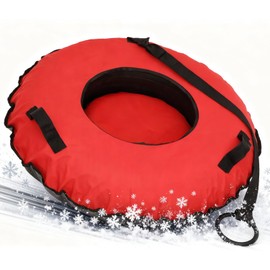 Snow Tube for Kids & Adults, 47'' Inflatable Heavy Duty Snow Sled with Premium Canvas Cover & Thickened Bottom - Winter Outdoor Sledding Toy for Family Activities and Gifts