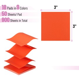 Mr. Pen- Pop Up Sticky Notes 3x3 Refills, 18 Pads, 900 Sheets, Bright Colors, Self Adhesive Memo Pads for Dispensers, Perfect for Home, Office & School, Stocky Notes for Bible Journaling