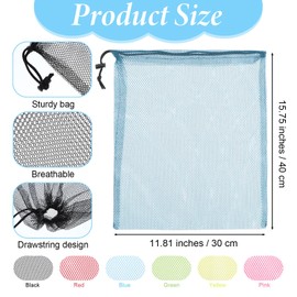Pack of 6 Mesh Bags with Drawstring, Mesh Beach Bag, Small, Nylon Mesh Bag, Mesh Pack Sack for Sports, Swimming, Beach, Travel, Gym, Camping, Training