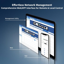 Poe Switch, 5 Port Gigabit PoE Switch, (4 Port gigabit Switch + 1 gigabit uplink+ 1 SFP Slot) Cloud Managed Gigabit Ethernet Switch, 4 Poe Ports @52W, APP Smart Managed, Remote Detection/Restart