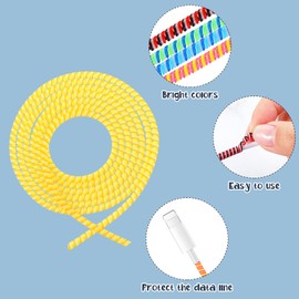Frienda Frienda 15 Pcs Spiral Cable Protector Colorful PVC Spiral Phone Charger Headphone Cable Saver for USB Data Wire, Prevent Pets(45.3 Inch)