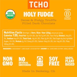 TCHO Holy Fudge 75% Dark Chocolate Bars (5 pack) | Single Origin Ghana, Dairy Free, Organic & Fair Trade | Non-GMO, Vegan, Soy Free, Gluten Free (2.5oz each)