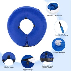 SlowTon Inflatable Dog Recovery Collars Cones, Soft Comfy Quick Release Donut Collar for After Surgery, Prevent Dogs from Touching Stitches Biting Licking Wound, Does Not Block Vision