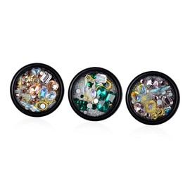 BIUDECO Elegant Nail Charms Decorative Manicure Gems for Nail Art Includes Dark Green Rose Gold and Pink Rhinestones for Parties and Special Occasions