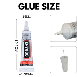 FIXWANT B-7000 Clear Glue for Rhinestones Crafts, Clothes Shoes Fabric, B7000 High Viscosity Glues for Cell Phone Screen Repair Jewelry Stone Metal Nail Art Glass (2x15ML/ 0.5fl.oz)